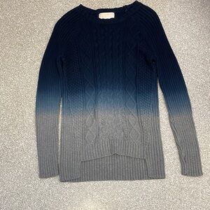 MICHAEL Michael Kors Ombre Cable Knit Sweater - Navy and Grey. Size S